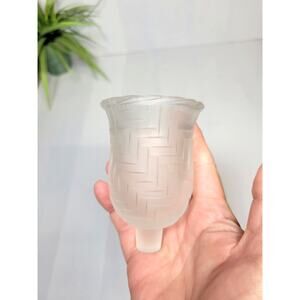 Vintage WNS Frosted White Hobnail Pegged Votive Cup, Woven Geometric Homco